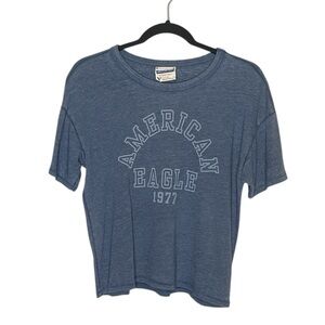 AMERICAN EAGLE VINTAGE CAULT WOMENS SHORT SLEEVE BLUE SHIRT SISE MEDIUM